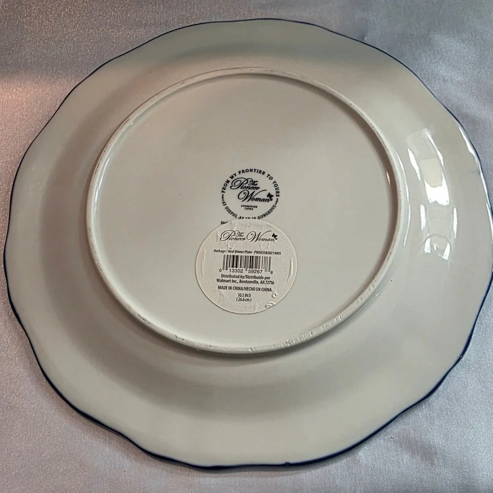 The Pioneer Woman Heritage Floral Dinner Plate, Blue Red Farmhouse Stoneware